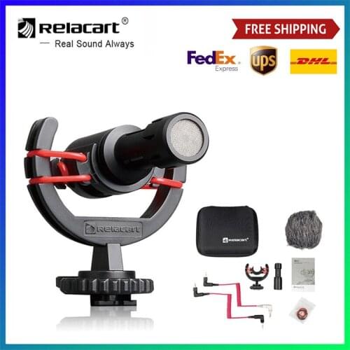 Relacart MU1 Condenser Shotgun Microphone Studio Mic For DSLR Camera Smartphones Tablet For Tik Tok Youtube Vlog Video Recording