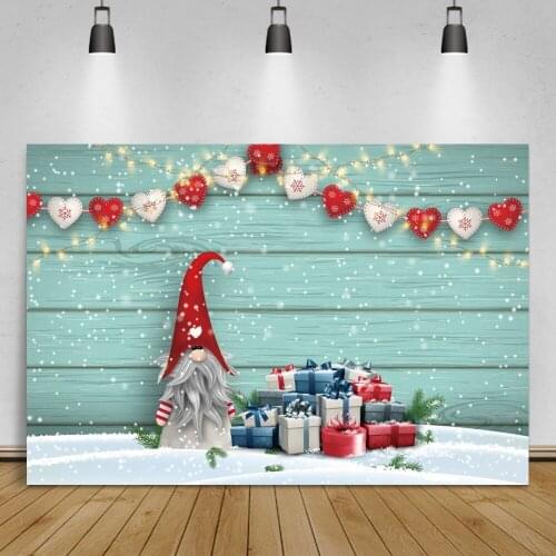 Laeacco Christmas Santa Claus Gift Falling Snowflake Blue Background Light Decor Winter Snow Scenic Photographic Photo Backdrop