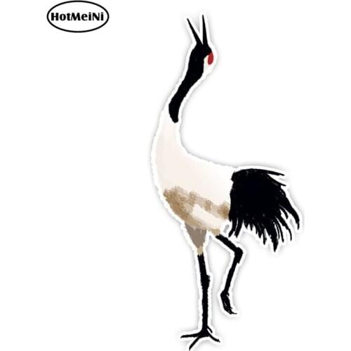 HotMeiNi 5cm x 13cm Chinese Style Ink Red-Crowned Crane PVC Animal Car Sticker
