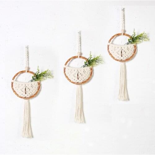 Wall Boho Bamboo Hanging Basket Woven Dried Flowers Wall Tapestry Home Decoration for Living Room Pequena Cesta Colgante Mimbre