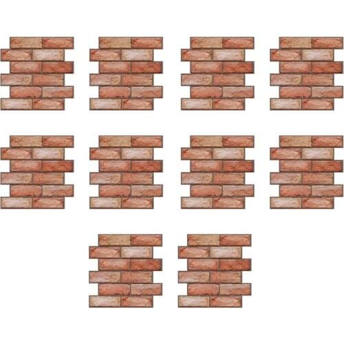 10pcs 3D Brick Wall Stickers Nordic Style Self-Adhesive Wall Panels Square PVC Wallpaper For Living Room Bedroom Bathroom
