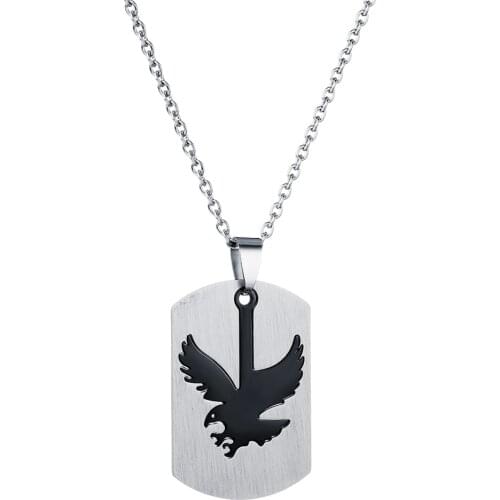 New Fashion Silvery Geometric Eagle Pendant Stainless Steel for Men BF Party Anniversary Jewelry Gift Wholesale Drop Shipping