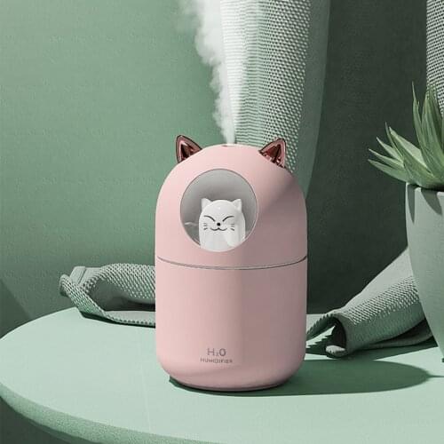 New Cute Pet Humidifier 300ml LED Light Mini Household Small Moisturizing Aromatherapy Car Creativity Cartoon Air USB Humidifier