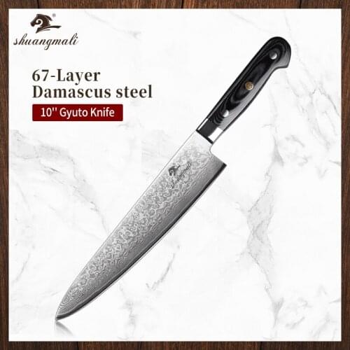 10 Inch Japanese Cleaver Knife 67 Layer Damascus Steel Kitchen Chef Knives Cooking Slicer Food Utility Cleaver Butcher Knife