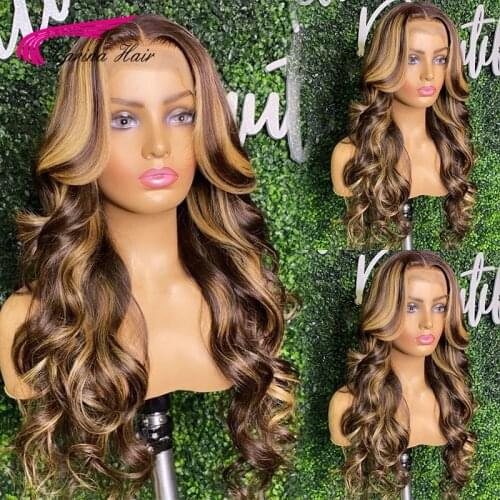 13X4 Lace Front Human Hair WIgs Body Wave Wig Blonde Ombre Highlight Wig Human Hair Lace Frontal Wigs lace Frontal Wigs ForWomen
