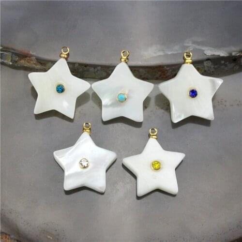 20mm 20pcs/lot Star shape shell pendant ,cubic zirconia micro pave charm,fashion jewelry cheap component
