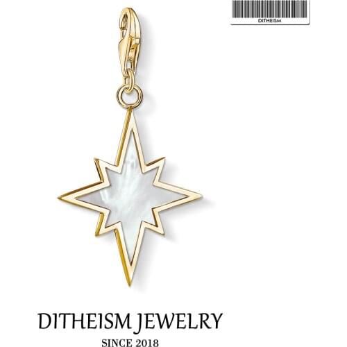 Star Mother-of-Pearl Charms Pendant,2019 New Fashion Jewelry 925 Sterling Silver Trendy Gift For Women Fit Bracelet Necklace Bag
