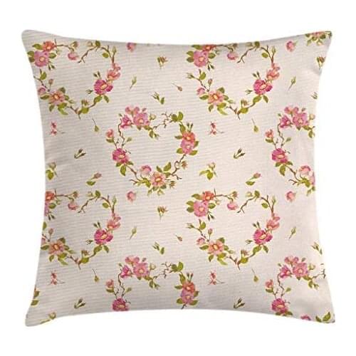 Pooizsdzzz Floral Throw Pillow Cushion Cover, Shabby Form YLE Flowers Blossoms on Branches Spring Theme Nature n, Decorative