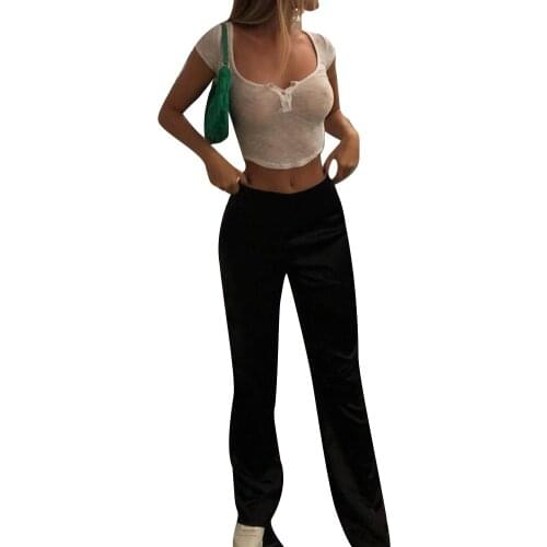 Women Summer Fashion Streetwear Sexy White Transparent Crop Tops Buttons V Neck Short Sleeve Pullover Slim T Shirts Club Party