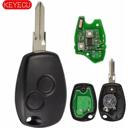 Keyecu Remote Car Key 2 Button 433MHz PCF7961M HITAG AES Chip for Renault Logan II Sandero II 2014 Uncut VAC102