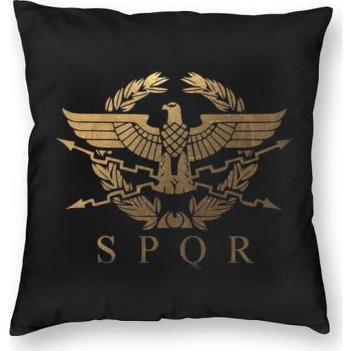 Roman Empire SPQR Eagle Logo Vintage Gold Cushion Covers Sofa Home Decor Rome Proud Byzantine Eagle Throw Pillow Cover 45x45cm