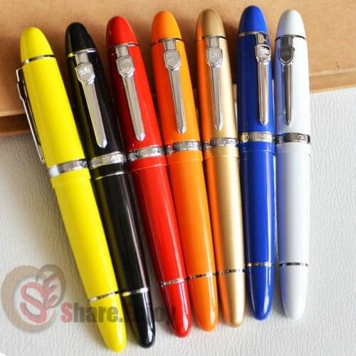 ROLLER BALL PEN LOTS OF 7 PCS JINHAO 159 THICK YELLOW BLACK RED ORRANGE BLUE WHITE 7 COLORS WITH SILVER CLIP