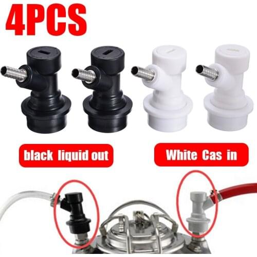 4pcs Homebrew Beer Keg Connector Liquid/Gas Connectors Dispenser Ball Lock Keg Disconnect Barb Tap