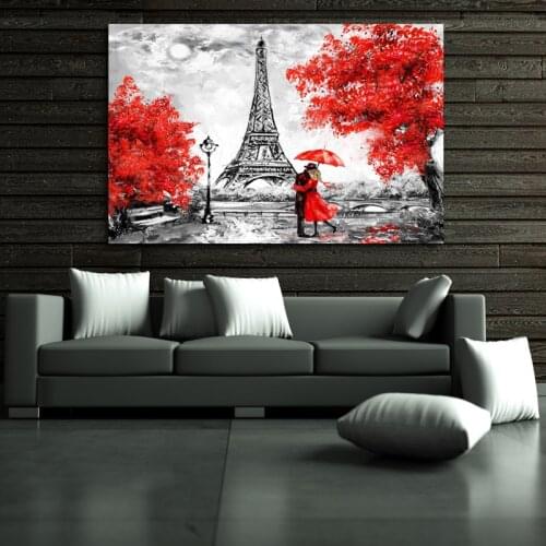Modern Eiffel Tower Lovers Wall Art Canvas Painting Posters and Prints Cafe Living Room Home Wall Decoration Cuadros Decorativos