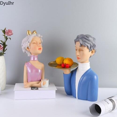 DyuIhr Modern simplicity boy and girl storage tray resin crafts housewarming gift home bedroom study living room storage tray