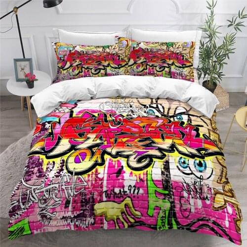 Europe and America Style Duvet Cover Set Bedding Sets Comforter Case Pillowcase Full Single Double Size 3D Graffiti Linens Bed