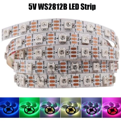 WS2812B LED Strip RGB 5050 WS2812 Full Color Pixel Lights 30/60 Leds/M Individually Addressable Led Tape Waterproof 1m 5m