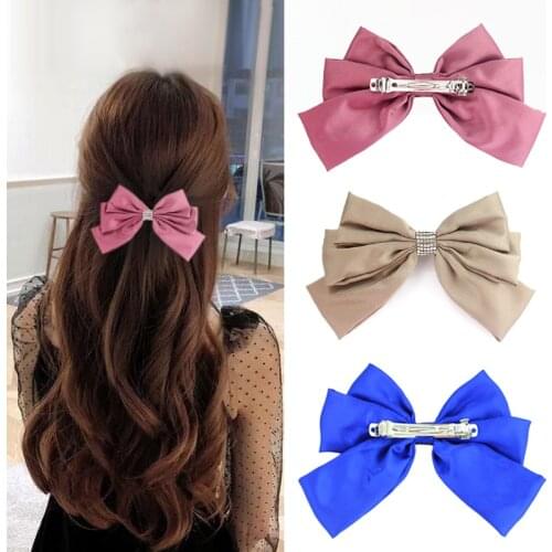 New Fashion Big Large Hair Bow Barrettes For Women Girls Satin Trendy Ladies Hair Clip New Cute Barrette Hair Accessories