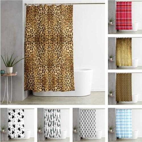 Personalized Fashion Leopard Print 3D Printing Shower Curtain Waterproof Fabric Washable Bedroom Shower Curtain Hook Accessories