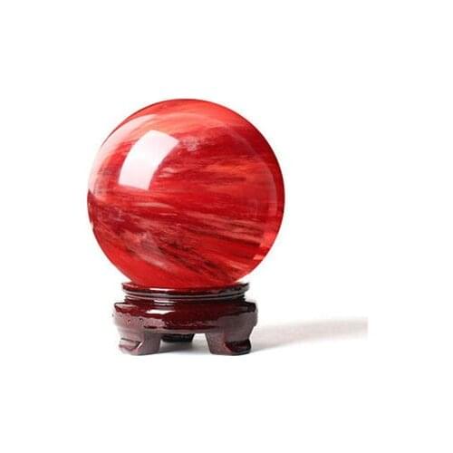Natural crystal ball quartz stone melting red stone feng Shui energy ball healing Reiki decoration