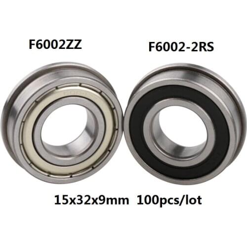 100pcs/lot F6002ZZ F6002 ZZ F6002Z F6002-ZZ 15x32x9mm Double cover Flange Deep Groove Ball Bearing 15*32*9mm