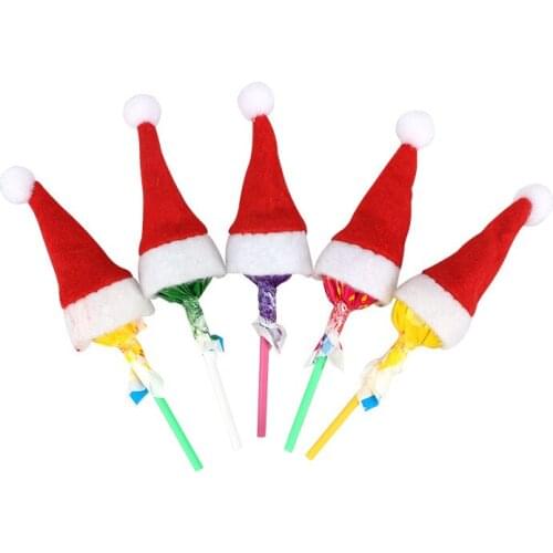 12pcs Mini Christmas Hat Candy Lollipop Decoration Cards For Kids Birthday Party Supplies Candy Gift Accessories