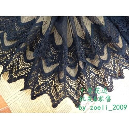 2 Yard/lot Water soluble Bilayer lace fabric black white cotton gauze embroidery lace trim 30cm wide sew clothes accessories