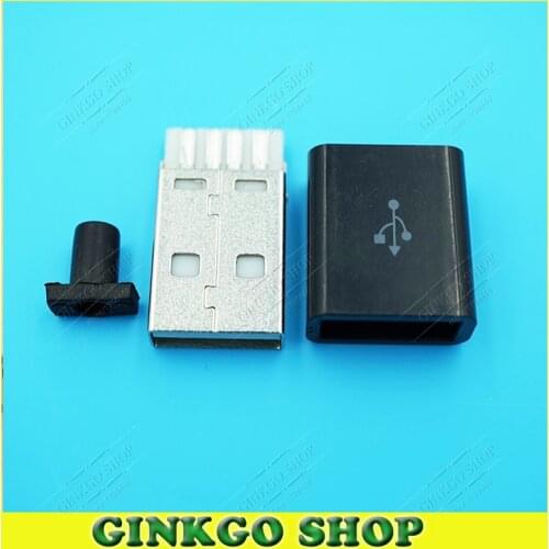 25sets/lot 2.0 USB Male connector, USB Plug, USB 2.0 Male plug Jack Colour Black free shipping