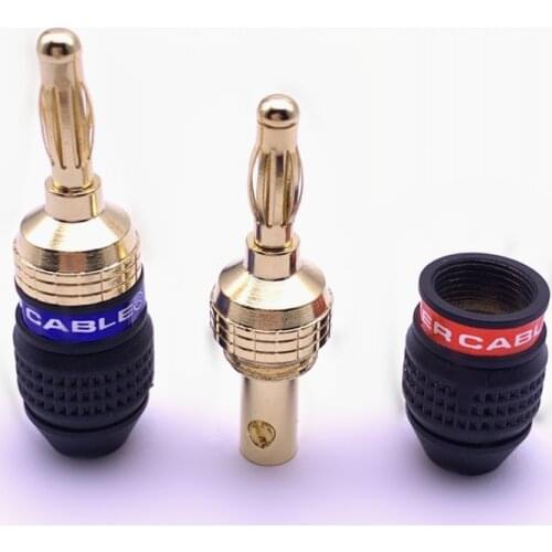 4Pair 4MM Banana Plug Monster 24K Gold Plated Pure Copper Speaker Adapter Screw Speaker Plugs Audio Connectors Plugs