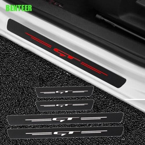 4pcs Carbon fiber GT GTLINE car door protection sticker for kia rio rio xline ceed stinger venga soul sorento stonic Picanto