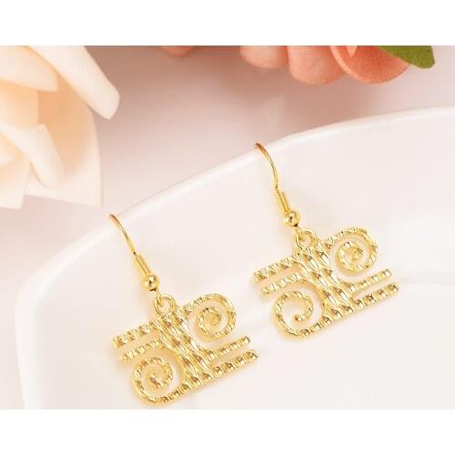African Symbol Earrings Gold Color Adinkra Gye Nyame Earrings Ethnic Jewelry gifts
