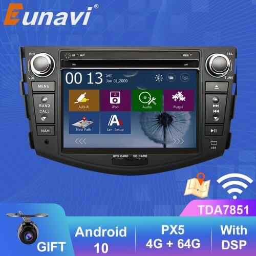 Eunavi 2 Din Android 10 Car Radio DVD Multimedia Player For Toyota RAV4 Rav 4 2007 2008 2009 2010 2011 Head unit GPS Navi 4G 64G