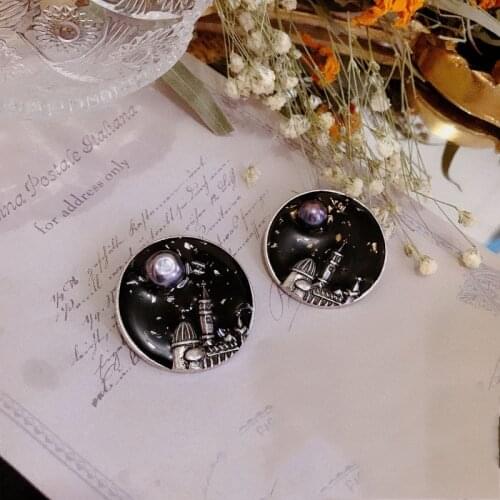 Vintage Baroque Florence Freshwater Pearl Gold Leaf Brooches Pins Gothic Round Brooch Party Jewelry For Women Gift