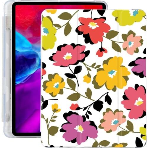 Bright Flowers ipad Cover For Air 4 Silicone Case iPad Pro 2020 10.5 with Pencil Holder 10.2 inch 8th Generation 7th 12.9 inch
