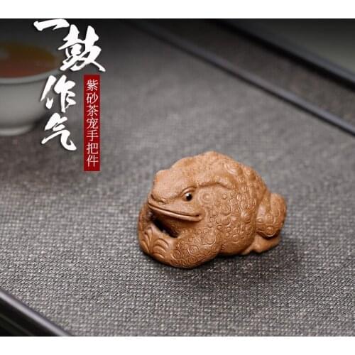 Two 】 yixing undressed ore purple sand tea spoil all hand piece illuminated toad tea place muster