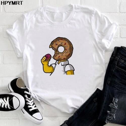 Funny Donuts Printed t-shirt Women Harajuku graphic T Shirt Short Sleeve Tops Tees Femme aesthetic Fashion tshirt Female Summer