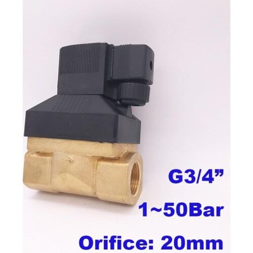 GOGO ATC 50bar high pressure high temperature solenoid valve 3/4 BSP 12V 24V DC AC220V Orifice 20mm NC 5404-06 brass valve