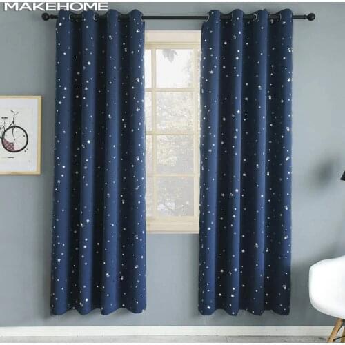 Hot Stamping Star Window Curtains for Kids Bedroom Blackout Curtains for Living Room Kitchen Shiny Star Voile Tulle Drapes