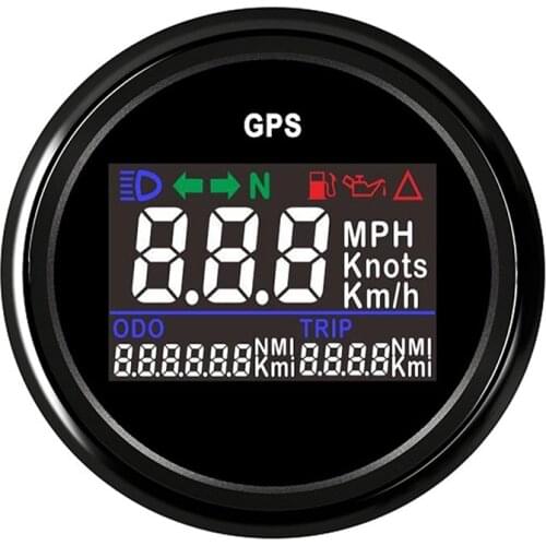 Waterproof 52mm GPS Speedometer Gauge for Boat Car 0~999 Km/h MPH Knots LCD Digital Speedometer with Speed Sensor & GPS Antenna