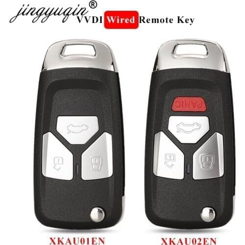Jingyuqin 5pcs/lot Xhorse XKAU01EN /XKAU02EN Wired Remote Filp Key for Audi Type 3/4 Button Universal Key English Version