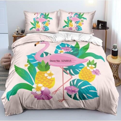 Home Textile Flamingo Duvet Cover Sets 3D Design Pink Bed Linens Pillow Slips 180*200cm Full Twin Double Single Size Animal