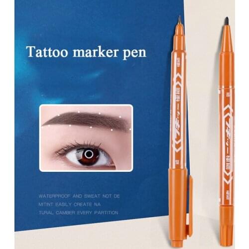 Brown Color Double Head Microblading Marker Pen Surgical Skin Tatoo Marker Pen Eyebrow/Lip Permanent Makeup Accessories Supplies