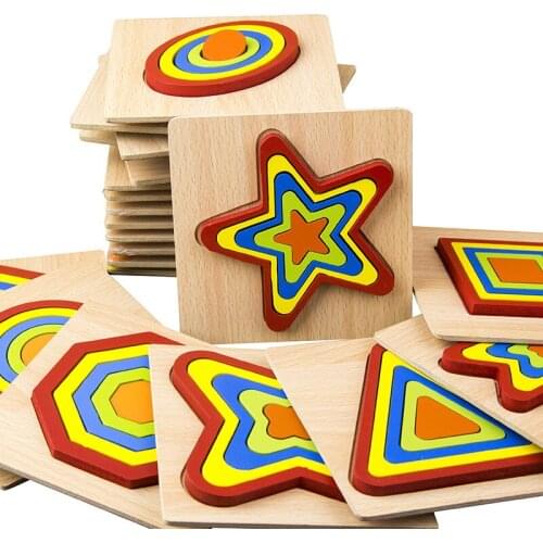 Creative Wooden Puzzle Jigsaw Color Shape Montessori Cognize Early Learning Educational Toys For Baby Kids Intelligence Develop