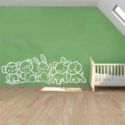 Cute Kids Animals Vinyl Wall Sticker Art Wall Decor Removable Mural Posters For children room nursery House decoration GW062