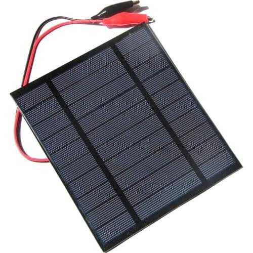 BUHESHUI 5V 2.5W Mini Solar Panels+Crocodile Clip For 3.7V Battery Charger Solar Cell DIY Solar Chager 150*130MM 2pcs/lot NEW