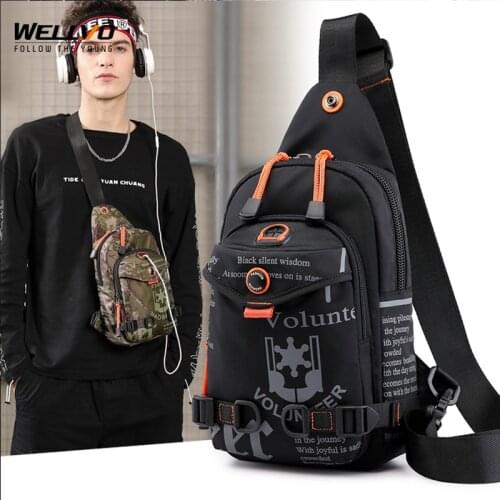 Mens Chest Bag Male Waterproof Nylon Messenger Bags New Fashion One Shoulder Bag Letter Small Daypack Travel Handbags XA731ZC