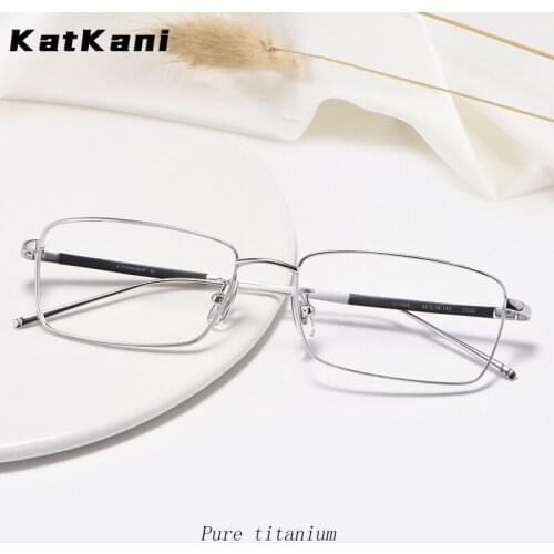 KatKani Mens Pure Titanium Business Ultra-Light And Comfortable Glasses Frame Square Optical Prescription Glasses Frame 10109A