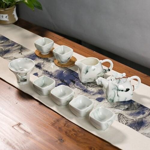 Chinese Style Kung Fu Cha Cup Set Elegant Tableware Accessories Small Tea Pot Tea Mugs Ceramic Porcelain Cup Kit Drinkware 1 Set