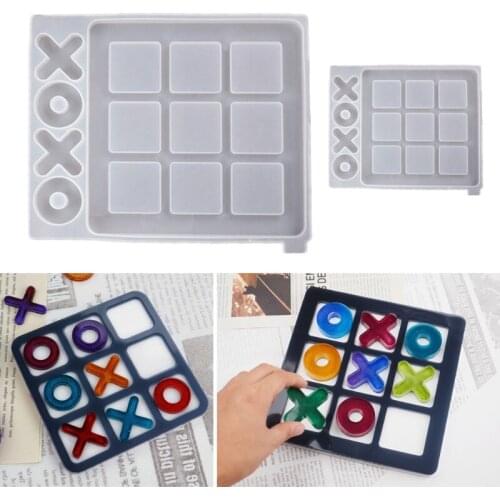 T84A Tic Tac Toe Game Board and X O Silicone Molds Set Epoxy Resin DIY Art Craft Mold for Christmas NightA Art Crafts Tools