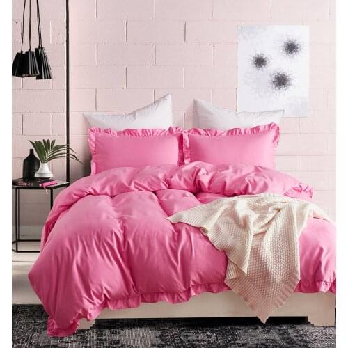 Solid Ruffle Duvet Cover Sanding Polyester Luxury Girls Bedding Set Twin Queen King Comforter Quilt Cover Bed Linen Bedclothes